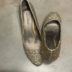 Gold glitter heels